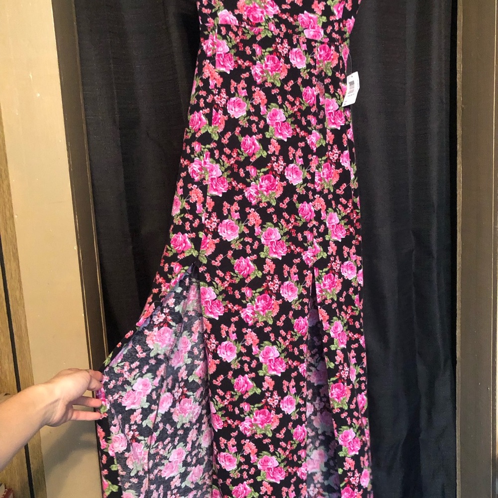 Floral Black and Pink Maxi Dress